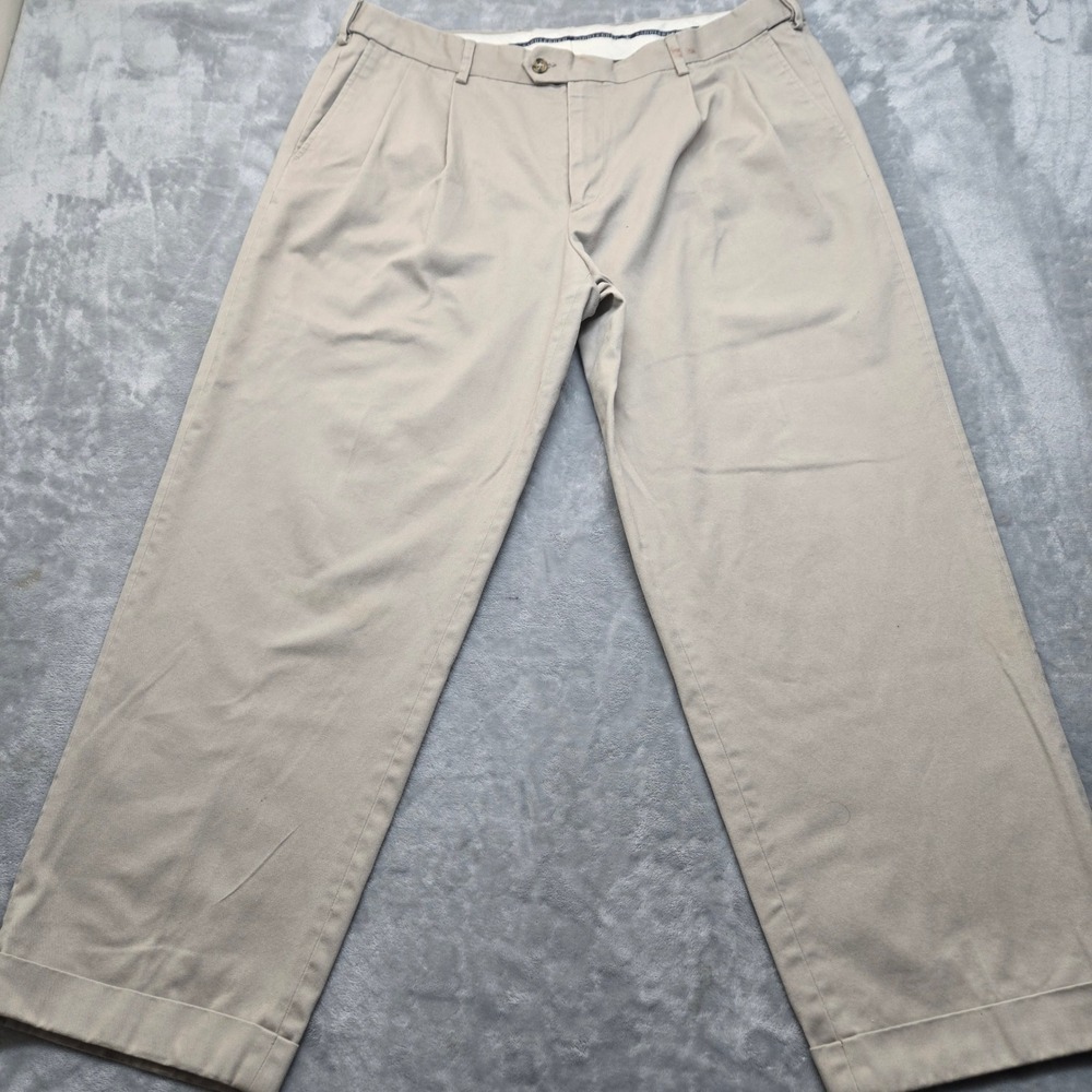 Saddlebred‎ Mens 40x29 Tan Khaki Pleated Front Chino Pants Cotton Blend Twill